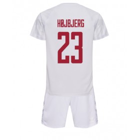 Danmark Pierre-Emile Hojbjerg #23 Borta Kläder Barn VM 2022 Kortärmad (+ Korta byxor)
